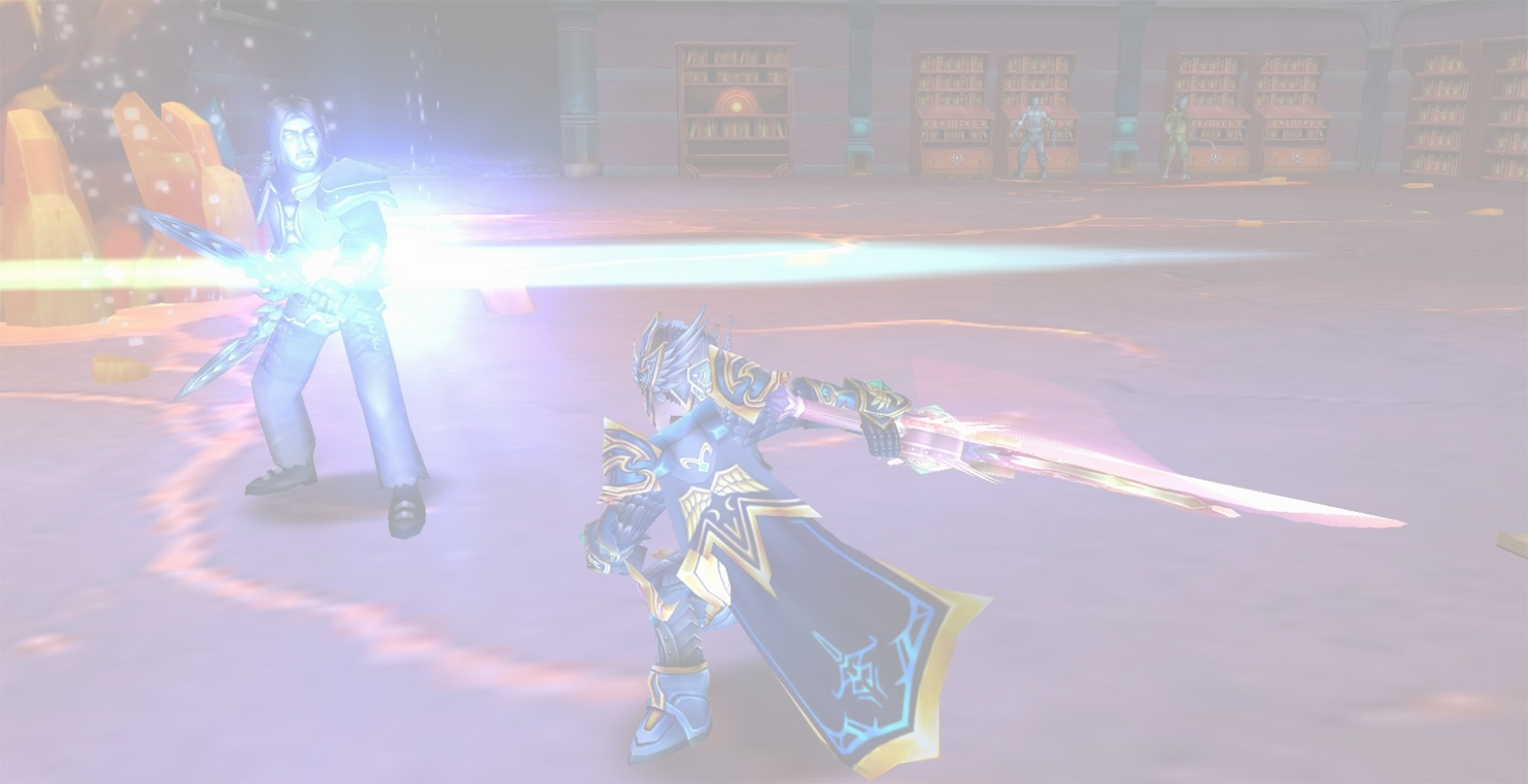 character with a blazing sword